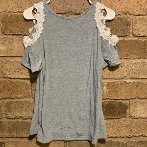 Cold shoulder blouse with lace flower detail
